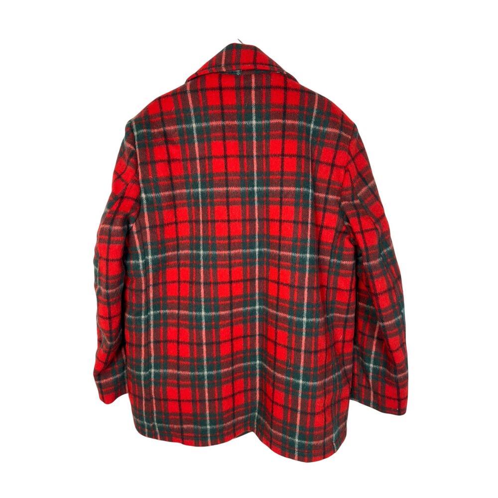 Huckberry Vintage L Wool Plaid Barn Coat $450 Shearling Chore Jacket Red 42 - Picture 2 of 9